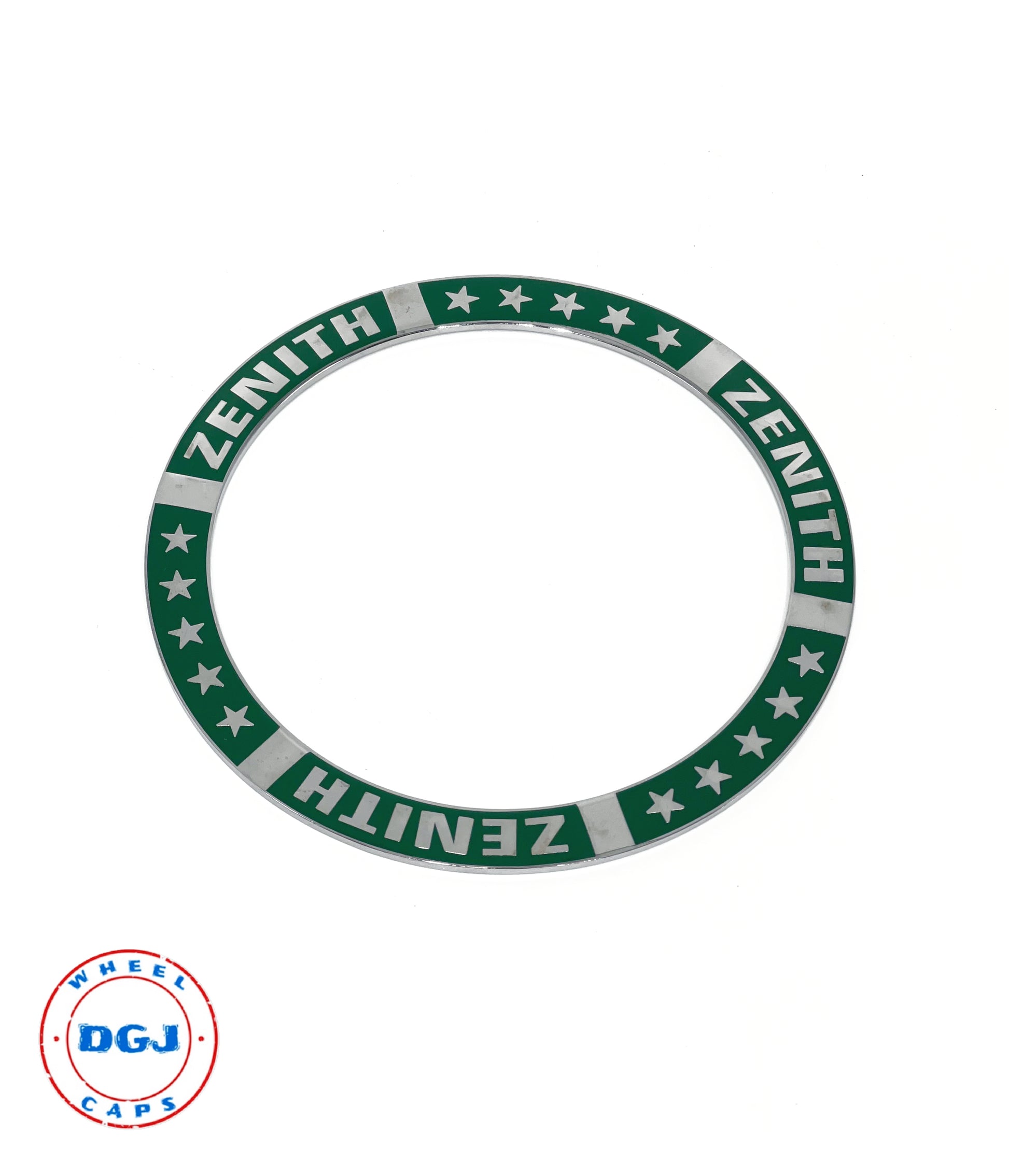 Superswept Zenith Green on Chrome Rings for Lowrider Wire Wheel Knockoffs
