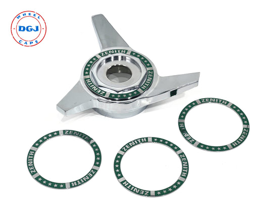 Superswept Zenith Green on Chrome Rings for Lowrider Wire Wheel Knockoffs