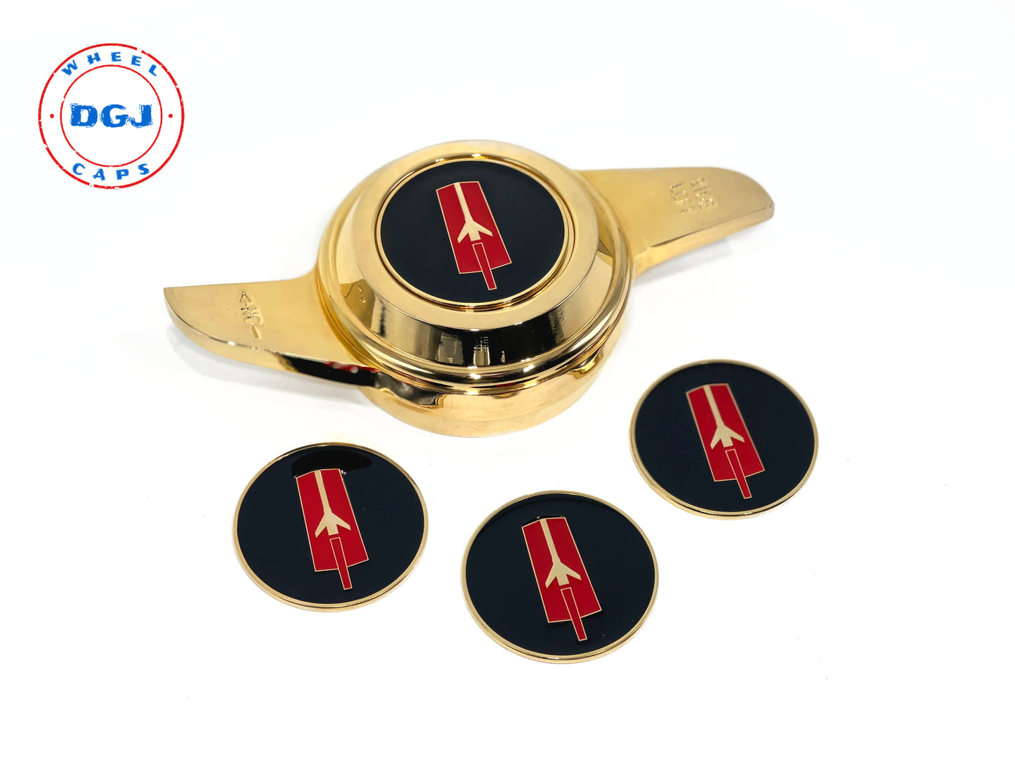 Oldsmobile Gold Lowrider Wire Wheel Metal Chips Emblems Size 2.25