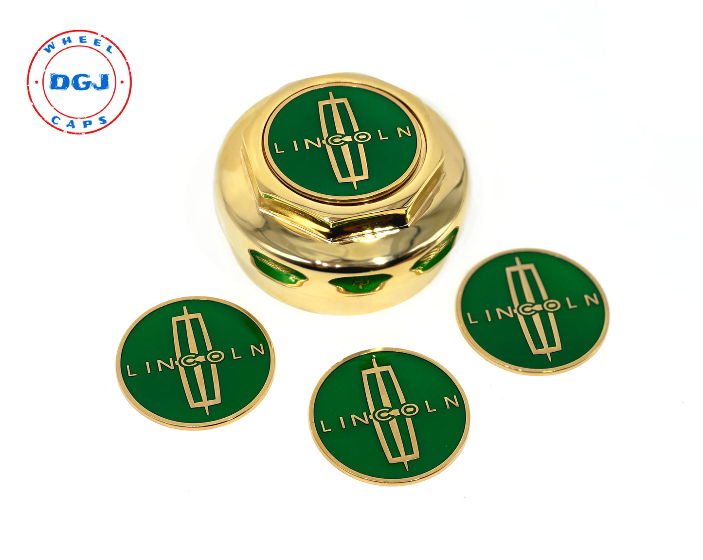 Lincoln Gold Lowrider Wire Wheel Metal Chips Emblems Size 2.25