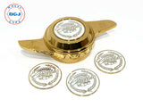 Cadillac Gold Lowrider Wire Wheel Metal Chips Emblems Size 2.25"